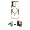 MARSİLYAN™- iPhone 11 Kılıf Yadigar Klasik Özel Seri - Siyah 3D Antistatik Mat Seramik Nano Ekran Koruyucu + Kırmızı Raze Metal Kamera Lens