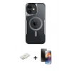 MARSİLYAN™- iPhone 11 Kılıf Yadigar Klasik Özel Seri - Siyah 3D Antistatik Mat Seramik Nano Ekran Koruyucu + Sarı Renkli Kamera Lens Koruma Cam