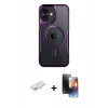 MARSİLYAN™- iPhone 11 Kılıf Yadigar Klasik Özel Seri - Siyah 3D Antistatik Mat Seramik Nano Ekran Koruyucu + Renkli Kamera Lens Koruma Cam - PE