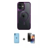 MARSİLYAN™- iPhone 11 Kılıf Yadigar Klasik Özel Seri - Siyah 3D Antistatik Mat Seramik Nano Ekran Koruyucu + Neon Fosforlu Kamera Lens - MI