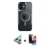 MARSİLYAN™- iPhone 11 Kılıf Yadigar Klasik Özel Seri - Siyah 3D Antistatik Mat Seramik Nano Ekran Koruyucu + Kırmızı Raze Metal Kamera Lens