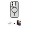 MARSİLYAN™- iPhone 11 Kılıf Yadigar Klasik Özel Seri - Siyah 3D Antistatik Mat Seramik Nano Ekran Koruyucu + Renkli Kamera Lens Koruma Cam - PE