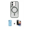 MARSİLYAN™- iPhone 11 Kılıf Yadigar Klasik Özel Seri - Siyah 3D Antistatik Mat Seramik Nano Ekran Koruyucu + Neon Fosforlu Kamera Lens - MI