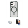 MARSİLYAN™- iPhone 11 Kılıf Yadigar Klasik Özel Seri - Siyah 3D Antistatik Mat Seramik Nano Ekran Koruyucu + Lacivert Pers Alüminyum Kamera Lens