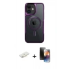 MARSİLYAN™- iPhone 11 Kılıf Yadigar Klasik Özel Seri - Siyah 3D Antistatik Mat Seramik Nano Ekran Koruyucu + Sarı Renkli Kamera Lens Koruma Cam