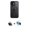 MARSİLYAN™- iPhone 11 Kılıf Yadigar Klasik Özel Seri - Siyah 3D Antistatik Seramik Nano Ekran Koruyucu + Kamera Lens Koruma Cam - SF