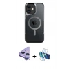 MARSİLYAN™- iPhone 11 Kılıf Yadigar Klasik Özel Seri - Siyah 3D Antistatik Seramik Nano Ekran Koruyucu + Mor Raze Metal Kamera Lens