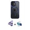 MARSİLYAN™- iPhone 11 Kılıf Yadigar Klasik Özel Seri - Siyah 3D Antistatik Seramik Nano Ekran Koruyucu + Mor Raze Metal Kamera Lens