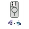 MARSİLYAN™- iPhone 11 Kılıf Yadigar Klasik Özel Seri - Siyah 3D Antistatik Seramik Nano Ekran Koruyucu + Mor Raze Metal Kamera Lens