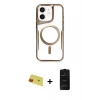 MARSİLYAN™- iPhone 11 Kılıf Yadigar Klasik Özel Seri - Siyah 6D Antistatik Mat Seramik Hayalet Nano Ekran Koruyucu + Kırmızı Rainbow Kamera Lens Koruma Cam