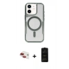 MARSİLYAN™- iPhone 11 Kılıf Yadigar Klasik Özel Seri - Siyah 6D Antistatik Mat Seramik Hayalet Nano Ekran Koruyucu + Kırmızı Pers Alüminyum Kamera Lens