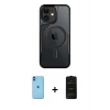 MARSİLYAN™- iPhone 11 Kılıf Yadigar Klasik Özel Seri - Siyah 6D Antistatik Mat Seramik Hayalet Nano Ekran Koruyucu + Neon Fosforlu Kamera Lens - MI