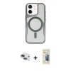 MARSİLYAN™- iPhone 11 Kılıf Yadigar Klasik Özel Seri - Siyah 6D Mat Seramik Hayalet Nano Ekran Koruyucu + Lacivert Pers Alüminyum Kamera Lens