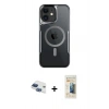 MARSİLYAN™- iPhone 11 Kılıf Yadigar Klasik Özel Seri - Siyah 6D Mat Seramik Hayalet Nano Ekran Koruyucu + Lacivert Pers Alüminyum Kamera Lens