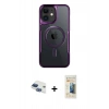 MARSİLYAN™- iPhone 11 Kılıf Yadigar Klasik Özel Seri - Siyah 6D Mat Seramik Hayalet Nano Ekran Koruyucu + Lacivert Pers Alüminyum Kamera Lens
