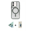 MARSİLYAN™- iPhone 11 Kılıf Yadigar Klasik Özel Seri - Siyah 6D Mat Seramik Hayalet Nano Ekran Koruyucu + Mavi Raze Metal Kamera Lens
