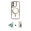 MARSİLYAN™- iPhone 11 Kılıf Yadigar Klasik Özel Seri - Siyah 6D Mat Seramik Hayalet Nano Ekran Koruyucu + Mavi Raze Metal Kamera Lens