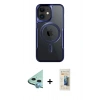 MARSİLYAN™- iPhone 11 Kılıf Yadigar Klasik Özel Seri - Siyah 6D Mat Seramik Hayalet Nano Ekran Koruyucu + Mavi Raze Metal Kamera Lens