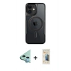 MARSİLYAN™- iPhone 11 Kılıf Yadigar Klasik Özel Seri - Siyah 6D Mat Seramik Hayalet Nano Ekran Koruyucu + Mavi Raze Metal Kamera Lens