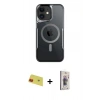 MARSİLYAN™- iPhone 11 Kılıf Yadigar Klasik Özel Seri - Siyah Bilvis 3D Cam Ekran Koruyucu + Rainbow Kamera Lens Koruma Cam - KI