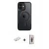 MARSİLYAN™- iPhone 11 Kılıf Yadigar Klasik Özel Seri - Siyah Bilvis 3D Cam Ekran Koruyucu + Renkli Kamera Lens Koruma Cam - PE