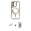 MARSİLYAN™- iPhone 11 Kılıf Yadigar Klasik Özel Seri - Siyah Bilvis 3D Cam Ekran Koruyucu + Renkli Kamera Lens Koruma Cam - PE