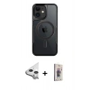 MARSİLYAN™- iPhone 11 Kılıf Yadigar Klasik Özel Seri - Siyah Bilvis 3D Cam Ekran Koruyucu + Raze Metal Kamera Lens - GS