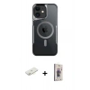 MARSİLYAN™- iPhone 11 Kılıf Yadigar Klasik Özel Seri - Siyah Bilvis 3D Cam Ekran Koruyucu + Renkli Kamera Lens Koruma Cam - SI