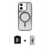 MARSİLYAN™- iPhone 11 Kılıf Yadigar Klasik Özel Seri - Siyah Bilvis 3D Cam Ekran Koruyucu + Turuncu PVD Metal Kamera Lens