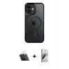 MARSİLYAN™- iPhone 11 Kılıf Yadigar Klasik Özel Seri - Siyah Bilvis 3D Mat Cam Ekran Koruyucu + Kamera Lens Koruma Cam - SF