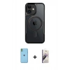 MARSİLYAN™- iPhone 11 Kılıf Yadigar Klasik Özel Seri - Siyah Bilvis 3D Mat Cam Ekran Koruyucu + Neon Fosforlu Kamera Lens - YL