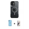 MARSİLYAN™- iPhone 11 Kılıf Yadigar Klasik Özel Seri - Siyah Bilvis 3D Mat Cam Ekran Koruyucu + Neon Fosforlu Kamera Lens - MI