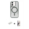 MARSİLYAN™- iPhone 11 Kılıf Yadigar Klasik Özel Seri - Siyah Bilvis 3D Mat Cam Ekran Koruyucu + Renkli Kamera Lens Koruma Cam - PE