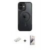 MARSİLYAN™- iPhone 11 Kılıf Yadigar Klasik Özel Seri - Siyah Bilvis 3D Mat Cam Ekran Koruyucu + Renkli Kamera Lens Koruma Cam - YL