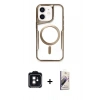 MARSİLYAN™- iPhone 11 Kılıf Yadigar Klasik Özel Seri - Siyah Bilvis 3D Mat Cam Ekran Koruyucu + Siyah PVD Metal Kamera Lens