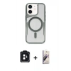 MARSİLYAN™- iPhone 11 Kılıf Yadigar Klasik Özel Seri - Siyah Bilvis 3D Mat Cam Ekran Koruyucu + Siyah PVD Metal Kamera Lens