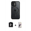 MARSİLYAN™- iPhone 11 Kılıf Yadigar Klasik Özel Seri - Siyah Bilvis 3D Mat Cam Ekran Koruyucu + PVD Metal Kamera Lens - TU