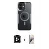 MARSİLYAN™- iPhone 11 Kılıf Yadigar Klasik Özel Seri - Siyah Bilvis 3D Mat Cam Ekran Koruyucu + PVD Metal Kamera Lens - TU