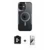 MARSİLYAN™- iPhone 11 Kılıf Yadigar Klasik Özel Seri - Siyah Bilvis 3D Mat Cam Ekran Koruyucu + Yeşil PVD Metal Kamera Lens