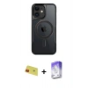 MARSİLYAN™- iPhone 11 Kılıf Yadigar Klasik Özel Seri - Siyah Bilvis 5in1 3D Magic Cam Ekran Koruyucu + Rainbow Kamera Lens Koruma Cam - KI