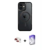 MARSİLYAN™- iPhone 11 Kılıf Yadigar Klasik Özel Seri - Siyah Bilvis 5in1 3D Magic Cam Ekran Koruyucu + Pers Alüminyum Kamera Lens - KI