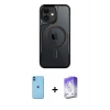 MARSİLYAN™- iPhone 11 Kılıf Yadigar Klasik Özel Seri - Siyah Bilvis 5in1 3D Magic Cam Ekran Koruyucu + Neon Fosforlu Kamera Lens - MI