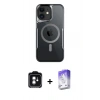 MARSİLYAN™- iPhone 11 Kılıf Yadigar Klasik Özel Seri - Siyah Bilvis 5in1 3D Magic Cam Ekran Koruyucu + PVD Metal Kamera Lens - YL