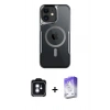 MARSİLYAN™- iPhone 11 Kılıf Yadigar Klasik Özel Seri - Siyah Bilvis 5in1 3D Magic Cam Ekran Koruyucu + PVD Metal Kamera Lens - MI