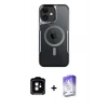 MARSİLYAN™- iPhone 11 Kılıf Yadigar Klasik Özel Seri - Siyah Bilvis 5in1 3D Magic Cam Ekran Koruyucu + PVD Metal Kamera Lens - TU