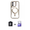 MARSİLYAN™- iPhone 11 Kılıf Yadigar Klasik Özel Seri - Siyah Bilvis 5in1 5D Magic Hayalet Cam Ekran Koruyucu + PVD Metal Kamera Lens - SH