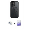 MARSİLYAN™- iPhone 11 Kılıf Yadigar Klasik Özel Seri - Siyah Bilvis 5in1 5D Magic Hayalet Cam Ekran Koruyucu + Pers Alüminyum Kamera Lens - LT