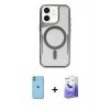 MARSİLYAN™- iPhone 11 Kılıf Yadigar Klasik Özel Seri - Siyah Bilvis 5in1 5D Magic Hayalet Cam Ekran Koruyucu + Neon Fosforlu Kamera Lens - YL