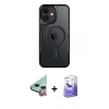 MARSİLYAN™- iPhone 11 Kılıf Yadigar Klasik Özel Seri - Siyah Bilvis 5in1 5D Magic Hayalet Cam Ekran Koruyucu + Raze Metal Kamera Lens - KI