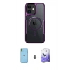 MARSİLYAN™- iPhone 11 Kılıf Yadigar Klasik Özel Seri - Siyah Bilvis 5in1 5D Magic Hayalet Cam Ekran Koruyucu + Neon Fosforlu Kamera Lens - YL